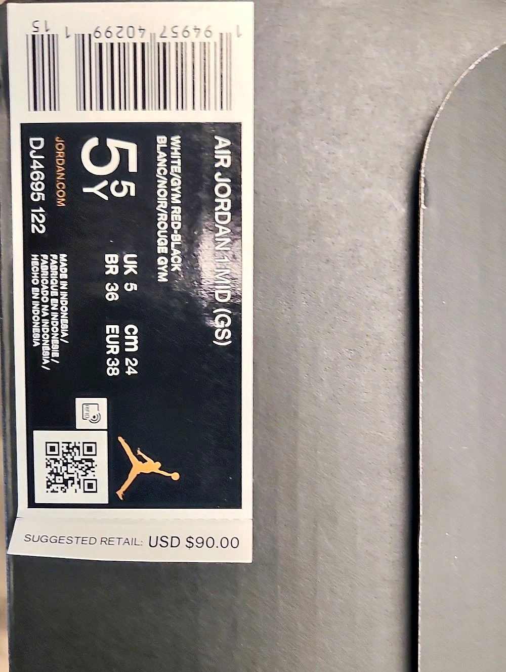 Jordan Air Jordan 1 Mid (GS) ) Color Block Sneakers US 5Y Brand New - Picture 6 of 7